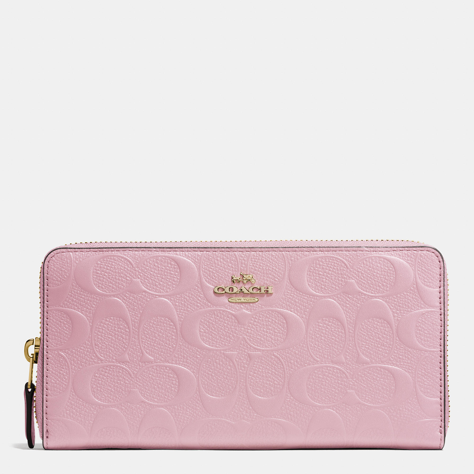 European Style Coach Accordion Zip Wallet In Signature Embossed Leather | Coach Outlet Canada